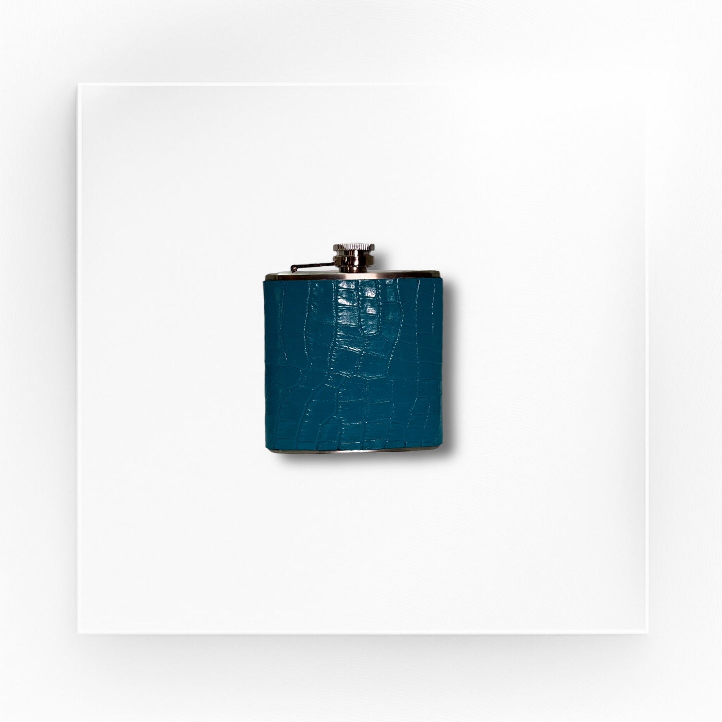 croco embossed leather flask