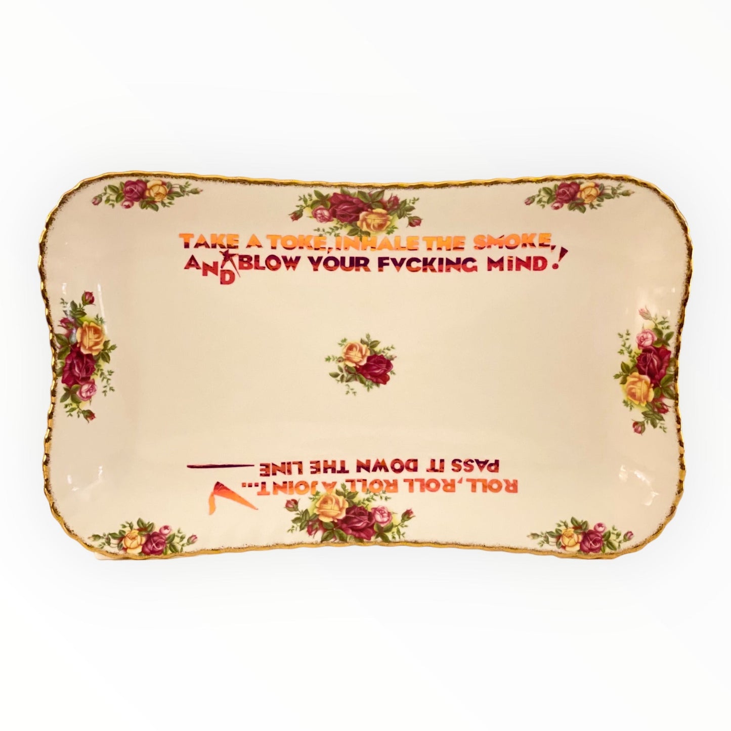 floral rolling tray