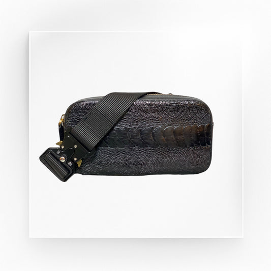 ostrich leg crossbody and bumbag